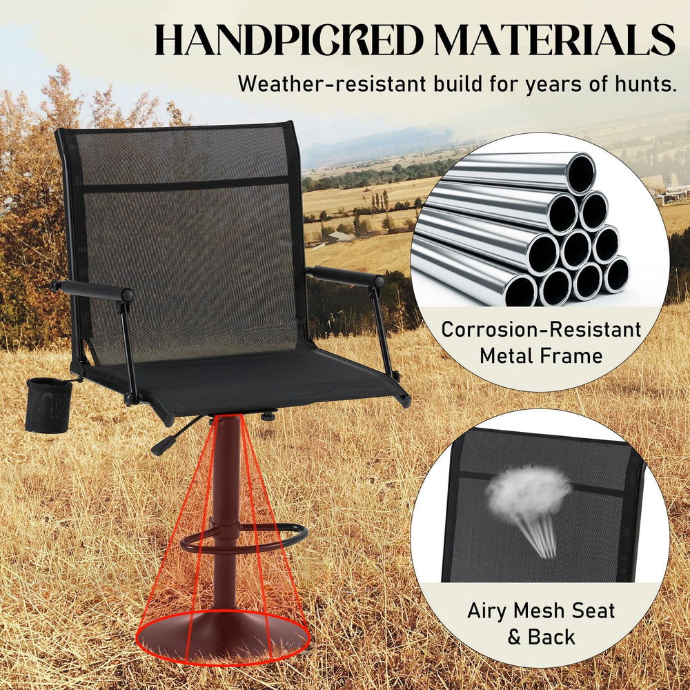 JFHID 360° swivel hunting bar chair warranty and easy setup for quick use.