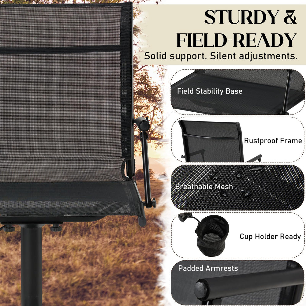JFHID padded armrests and cup holder reduce fatigue in field use