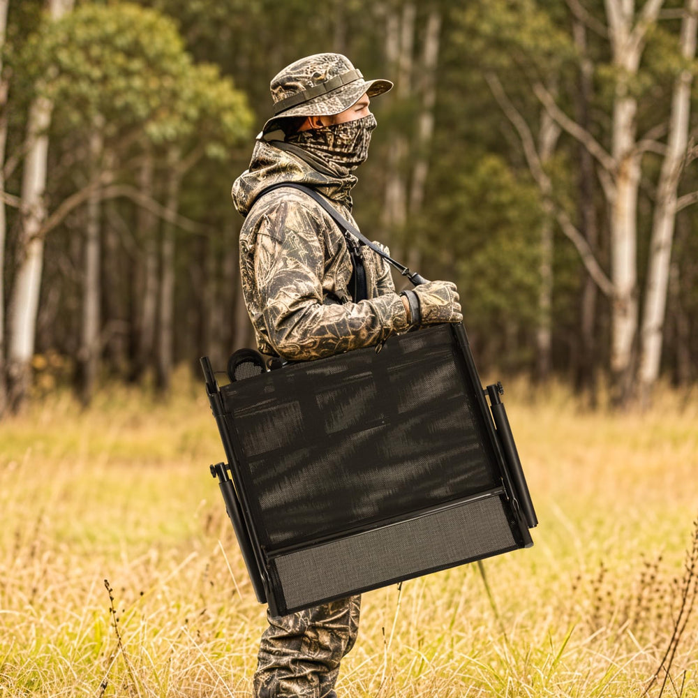 JFHID hunting chair with caster wheels enables easy repositioning on blinds or decks