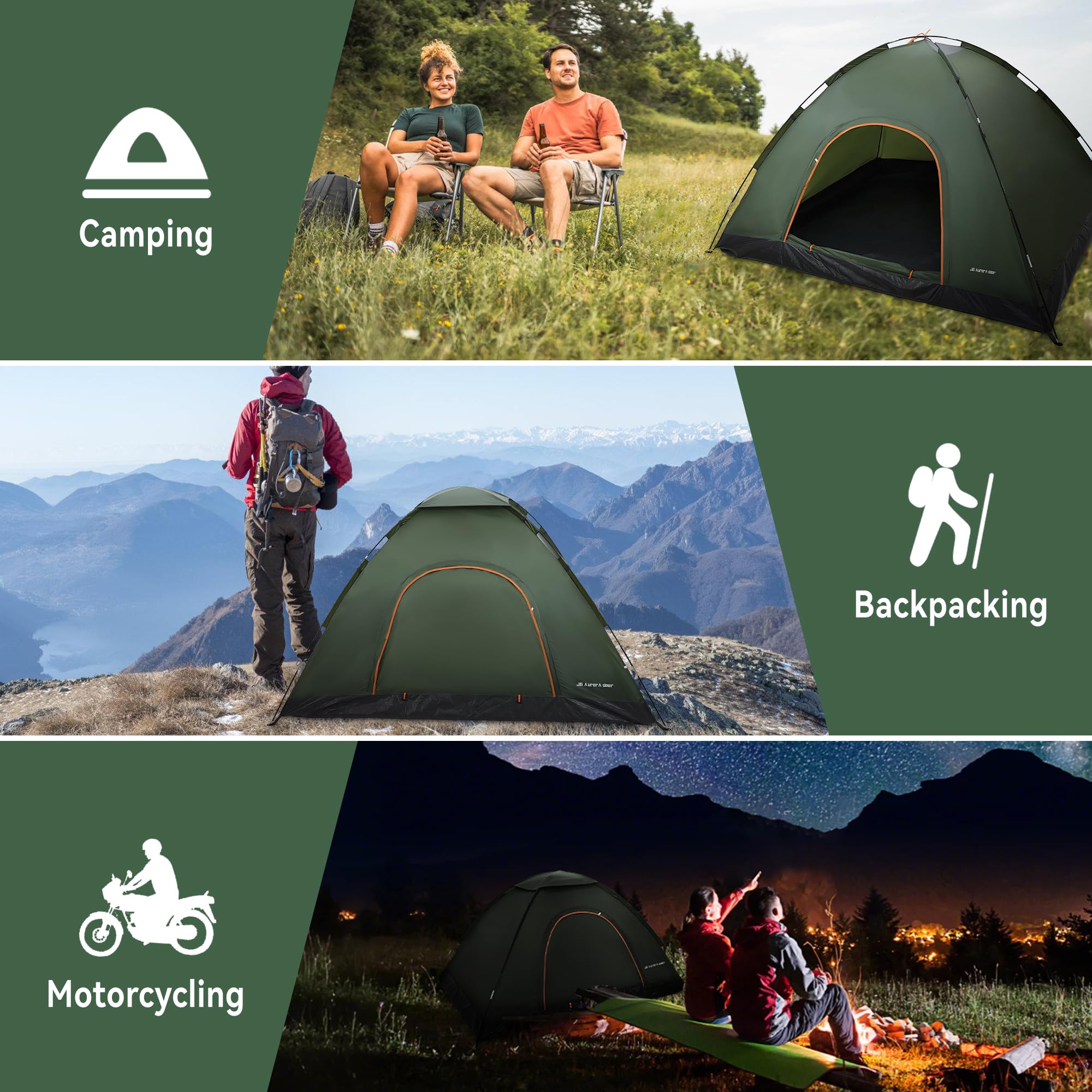 JG AURORA DEER 1-2 person tent ventilation system delivers breathable interior for muggy nights