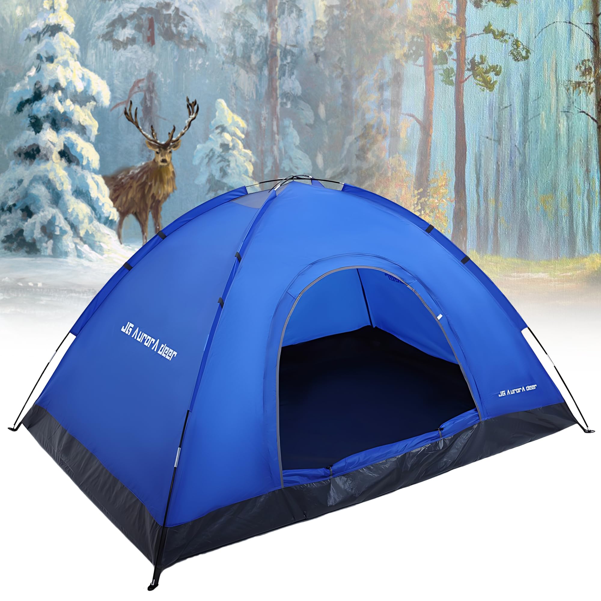 JG AURORA DEER 4-person tent sturdy pole structure emphasizes durable build.