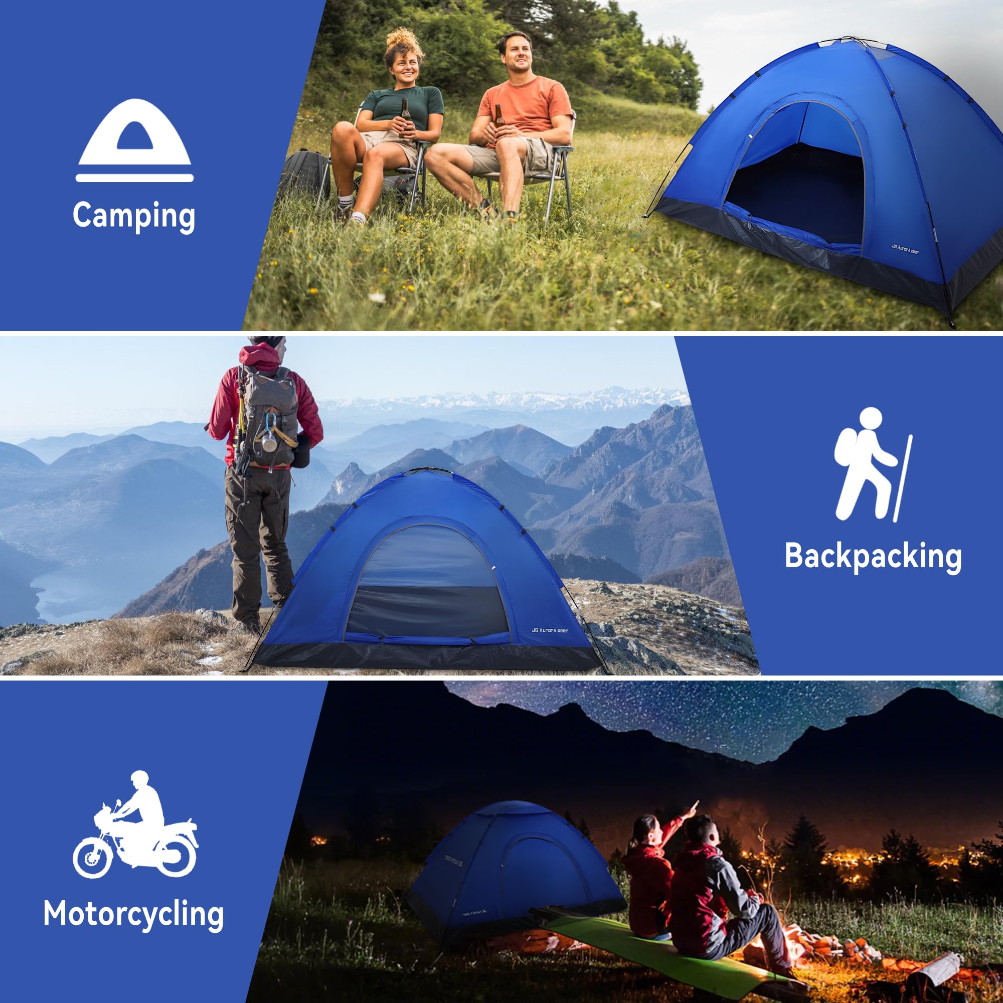 JG AURORA DEER 4-person tent wind-stable frame provides stability in breezy conditions.