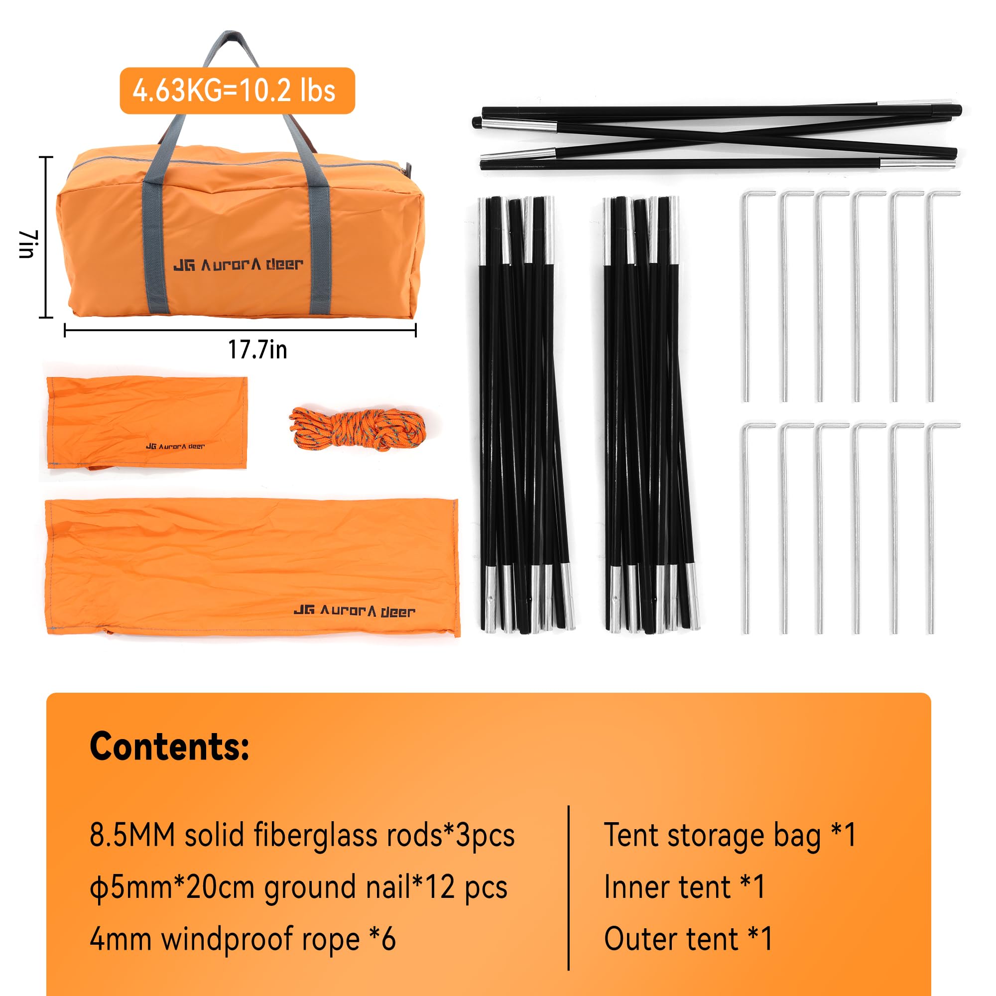 JG AURORA DEER tent packed compact, ready for travel and outdoor trips.