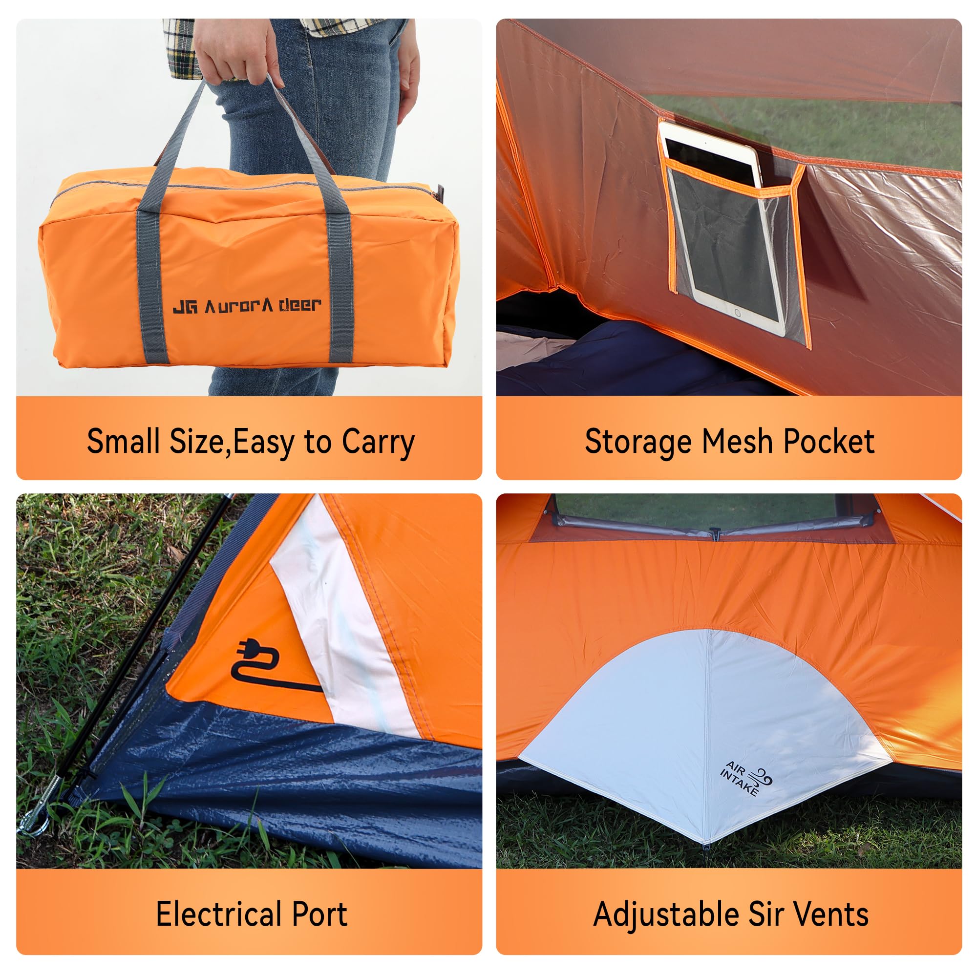 JG AURORA DEER tent mesh and venting promotes airflow.