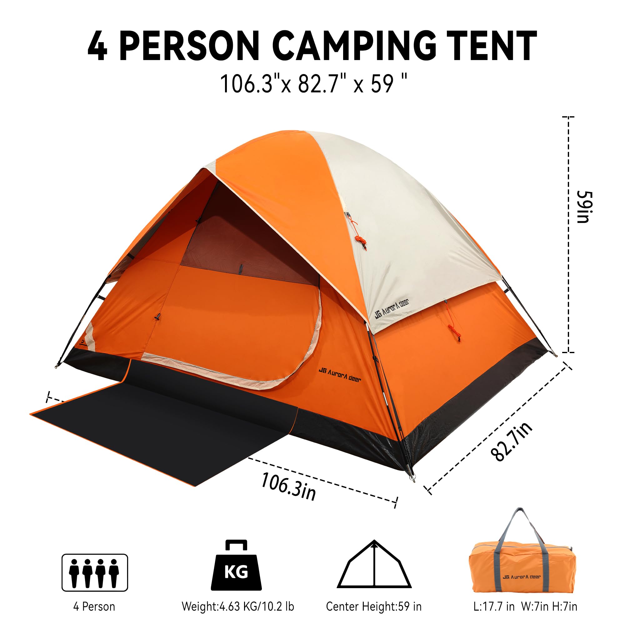 JG AURORA DEER interior spacious layout supports 3-4 campers.