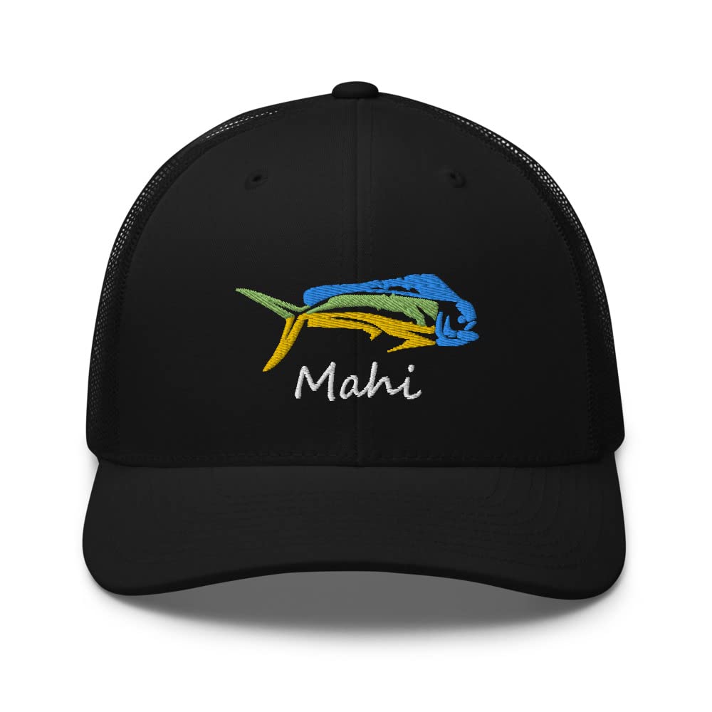 JG Infinite Mahi Mahi Bull Dolphin cap front view with bold embroidery