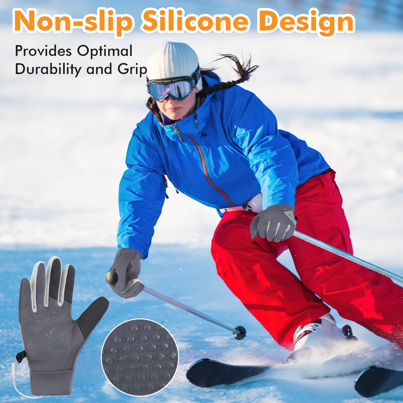 Jhua heated gloves windproof fabric blocks cold gusts outdoors.