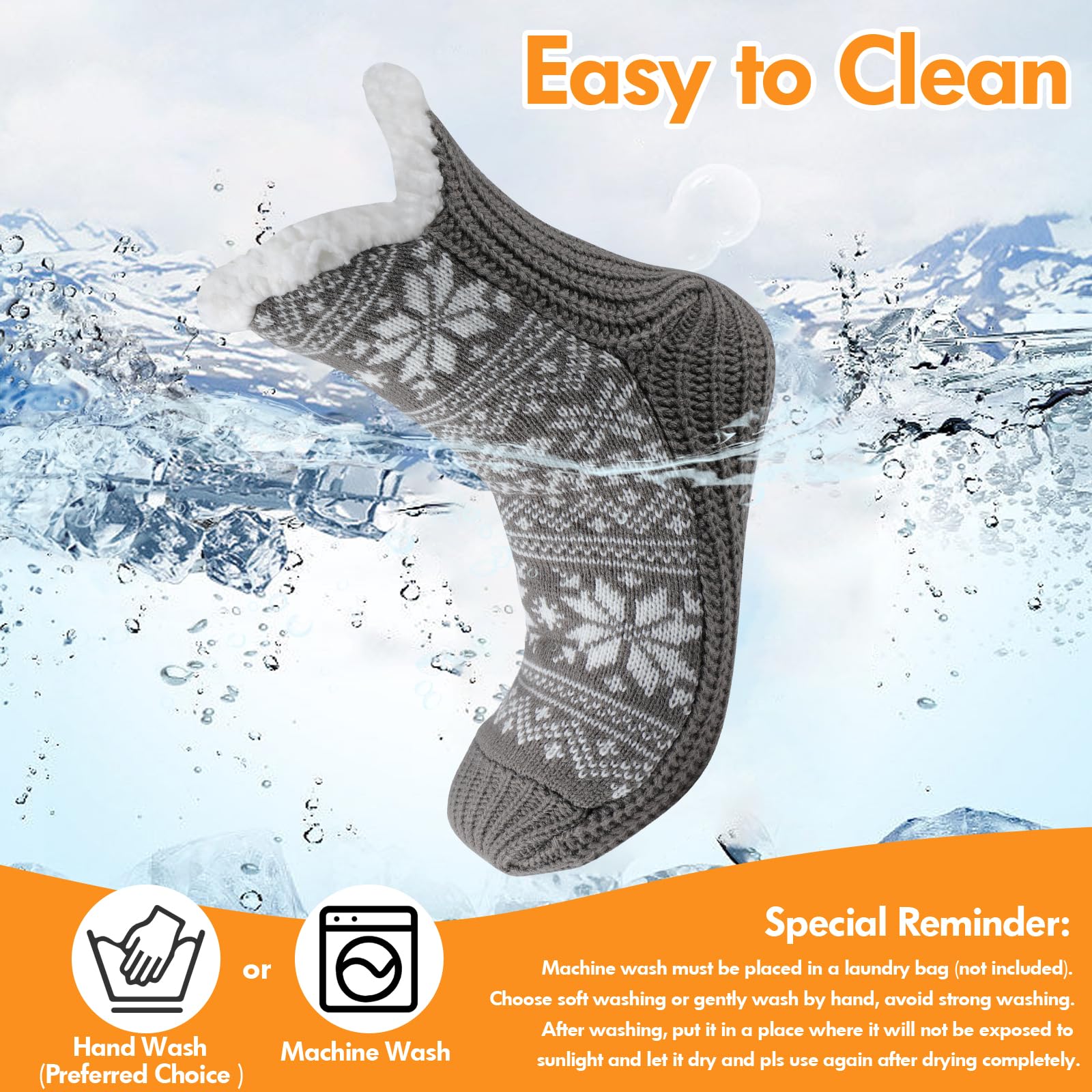 Jhua snowflake design heated socks highlighting cozy loungewear look