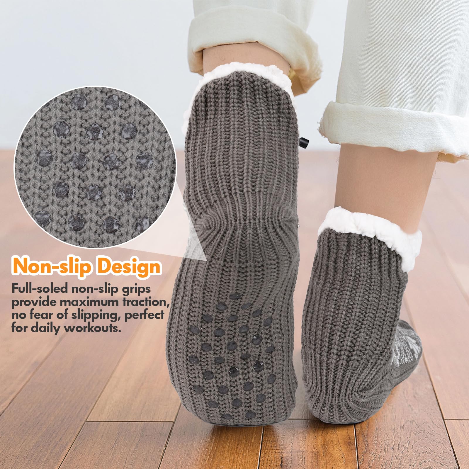 Jhua winter warming socks designed for indoor use with snowflake pattern