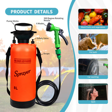 JIESIHAO portable beach shower ready for spray and rinse after surfing.