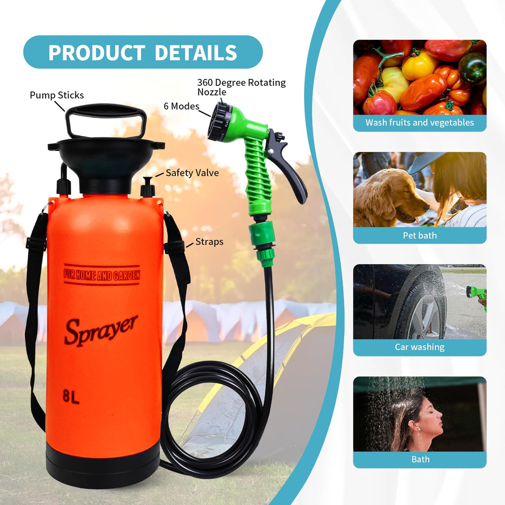 JIESIHAO portable beach shower ready for spray and rinse after surfing.