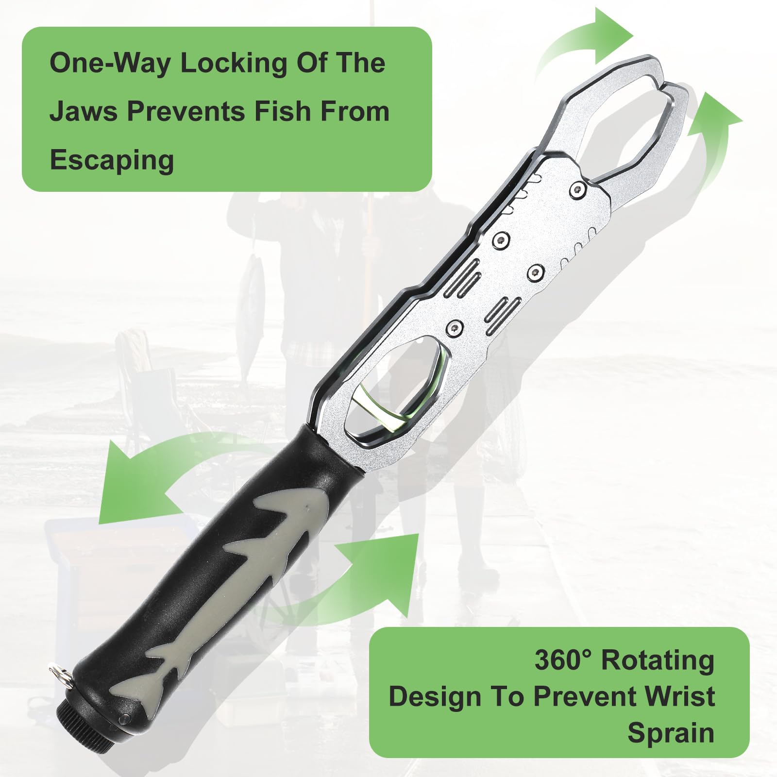 12-inch heavy-duty fish lip gripper with retractable lanyard