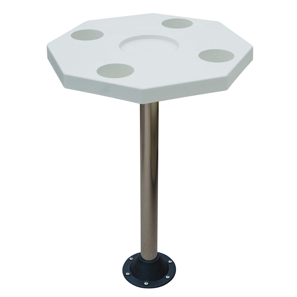 JIF Marine Octagonal Ivory Table Kit assembled on deck for meals