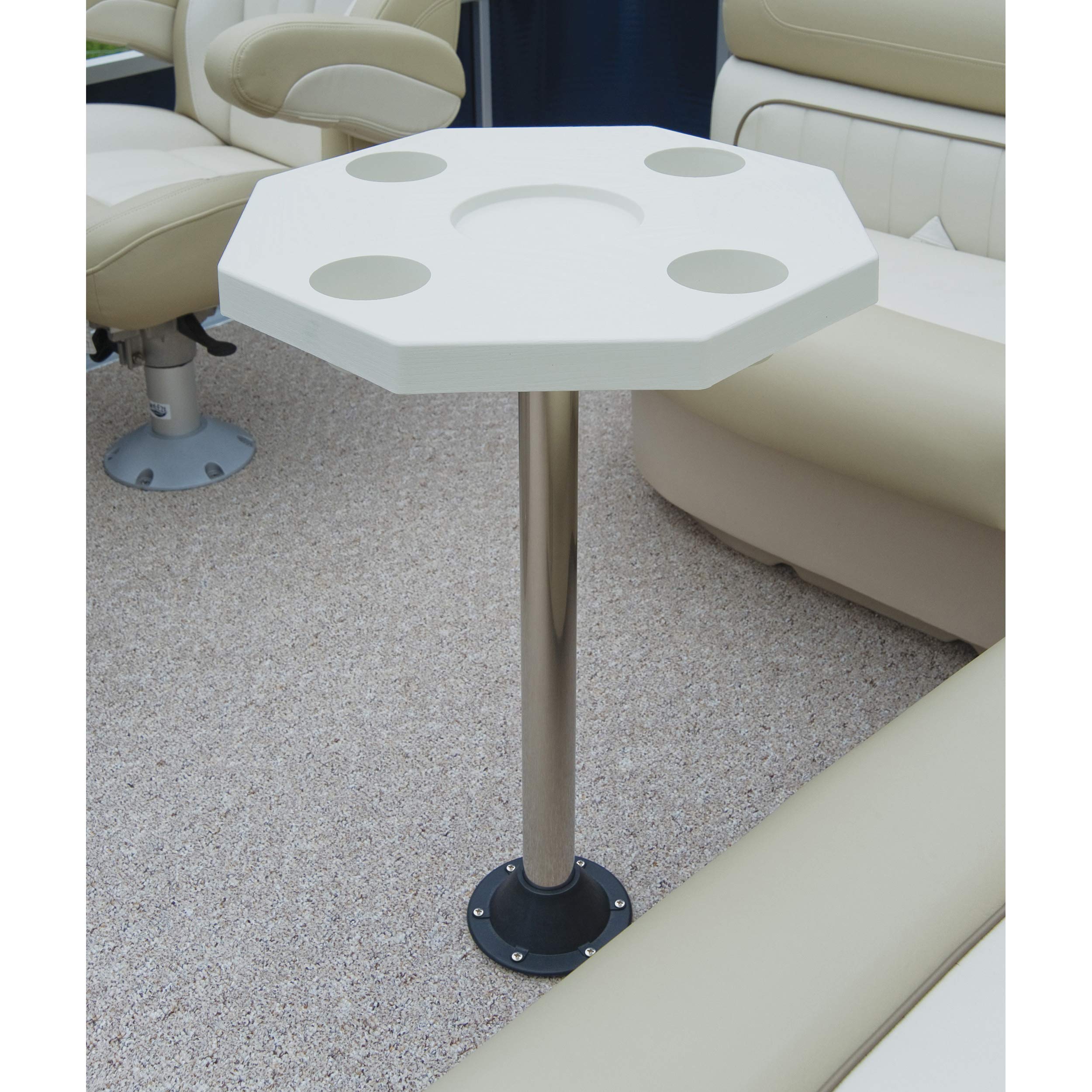 JIF Marine Octagonal Ivory Table Kit shows 26x28 inch surface
