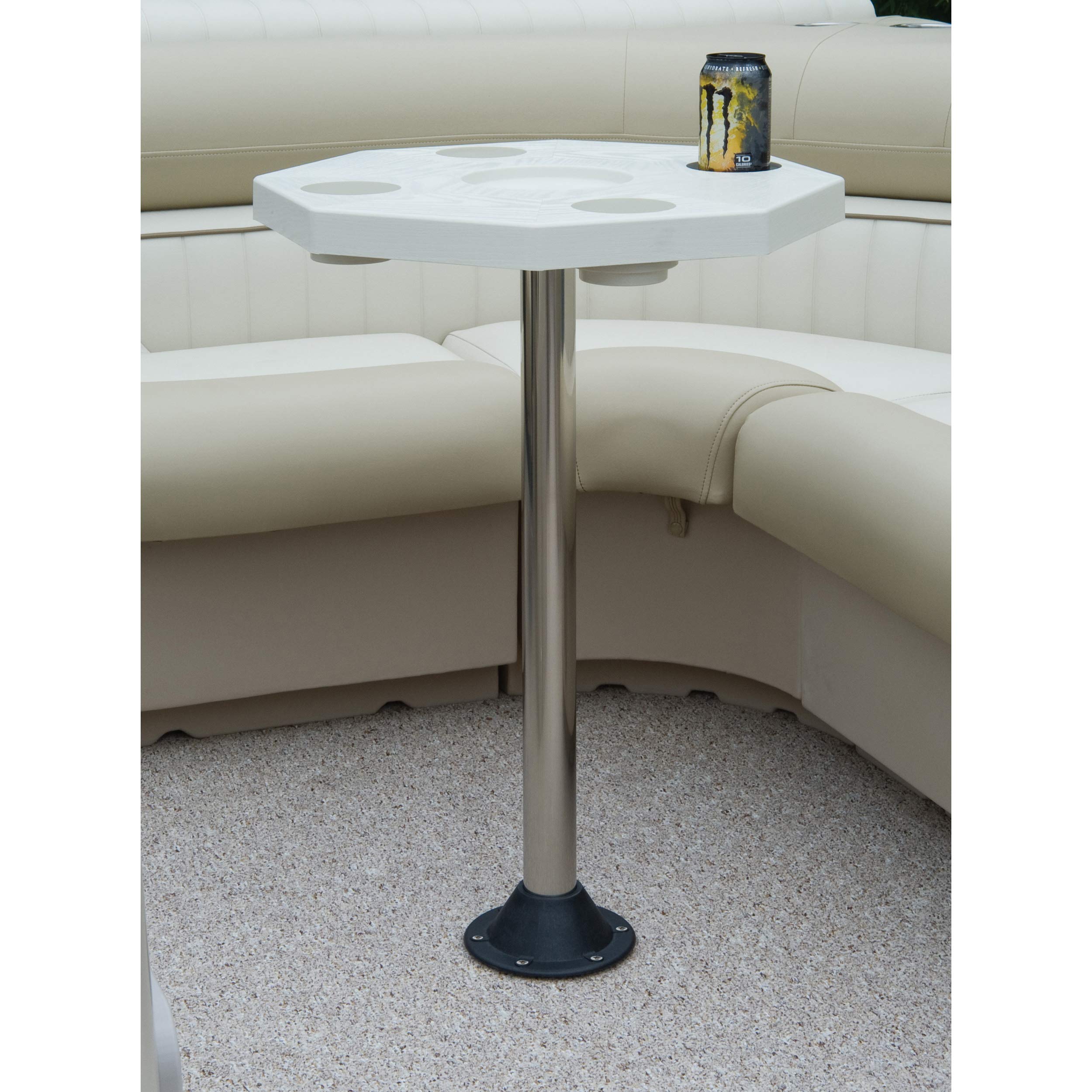 JIF Marine Octagonal Ivory Table Kit setup supports meals and small gear