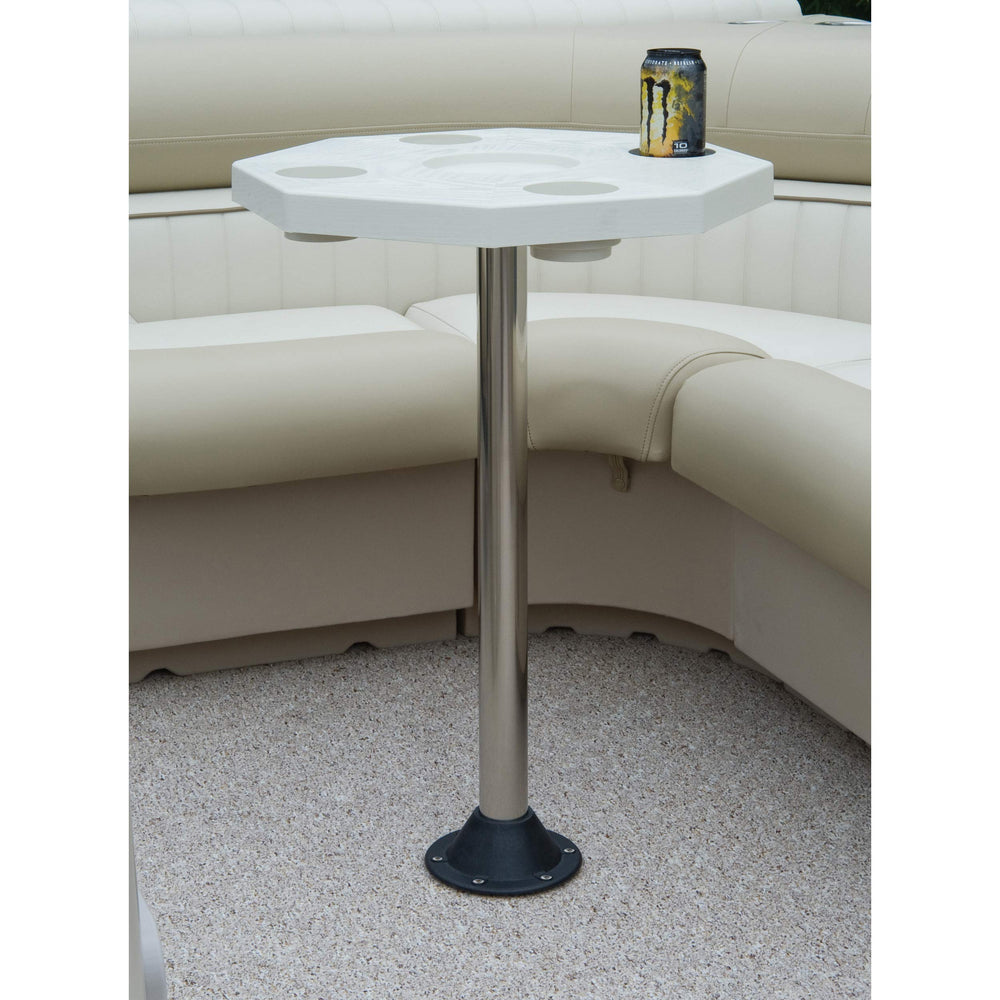 JIF Marine Octagonal Ivory Table Kit setup supports meals and small gear