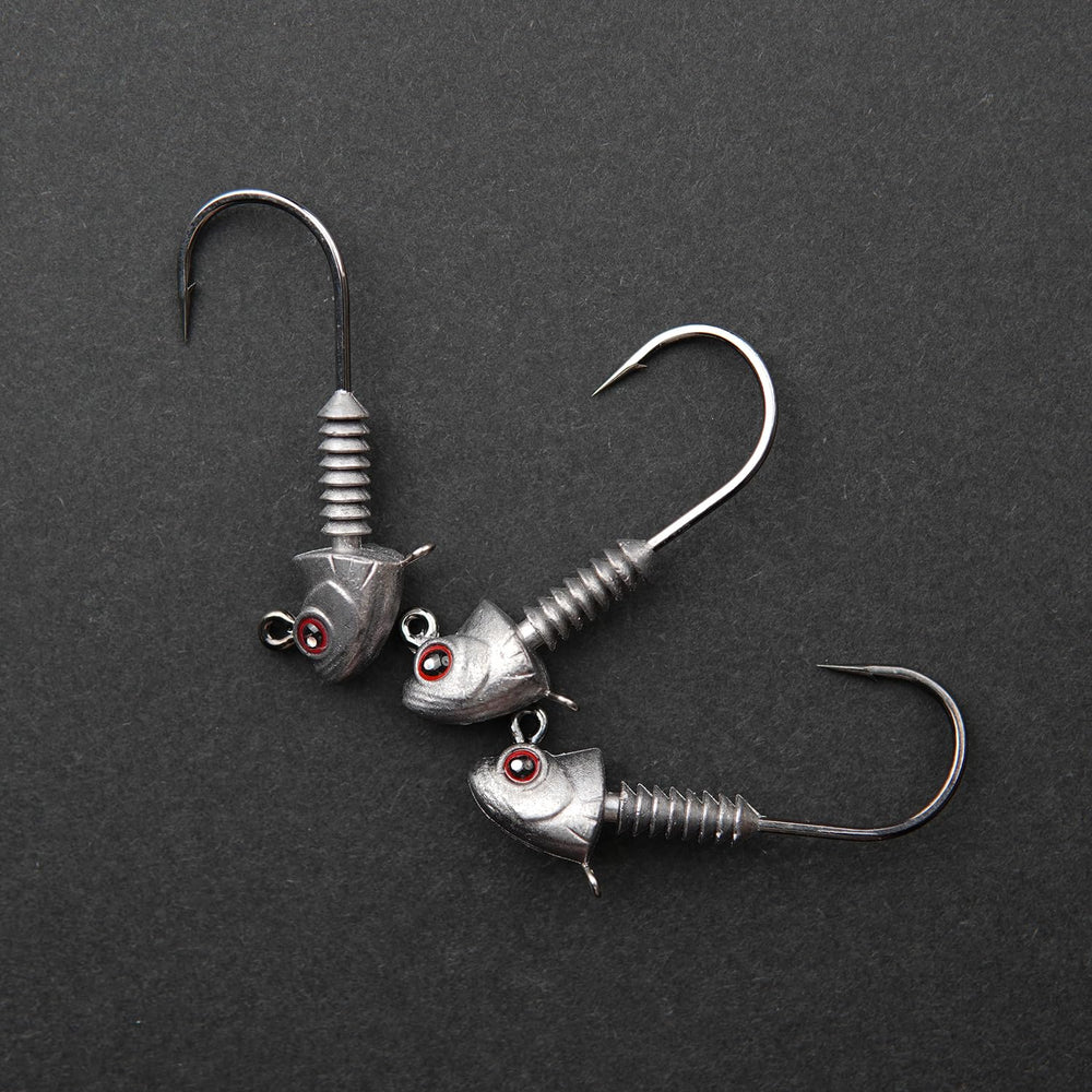 Close-up of 3D Minnow eyes on jig head