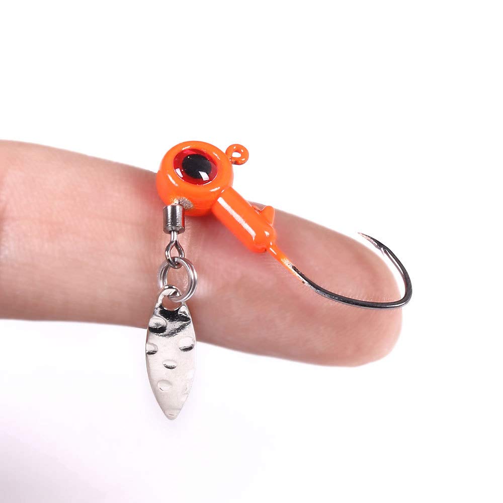 Angled view of 25-piece freshwater jig head set