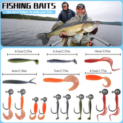 Round lead jig head hooks in multiple sizes
