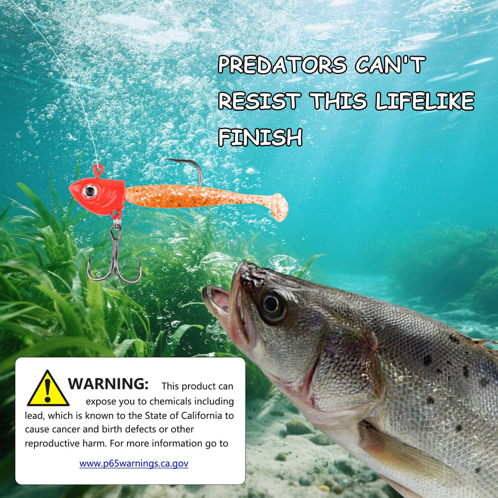 Jig hook in water showing realistic swimming action