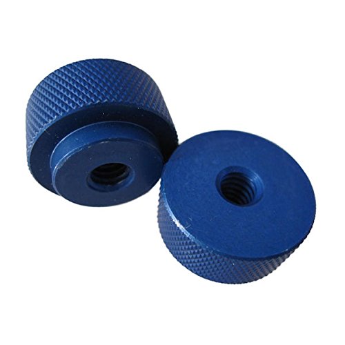 Jig Pro Shop knurled thumb nut in blue, 1-4-20 threads for quick hand tightening