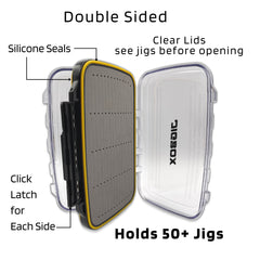 JIGBOX stores jig heads by size, color and style inside