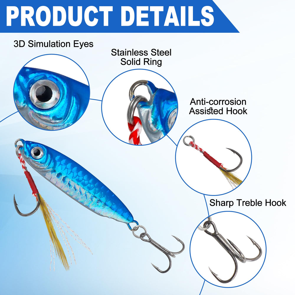 Laser-reflective finish and fluorescent tail on jigging lure