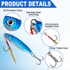 Laser-reflective finish and fluorescent tail on jigging lure