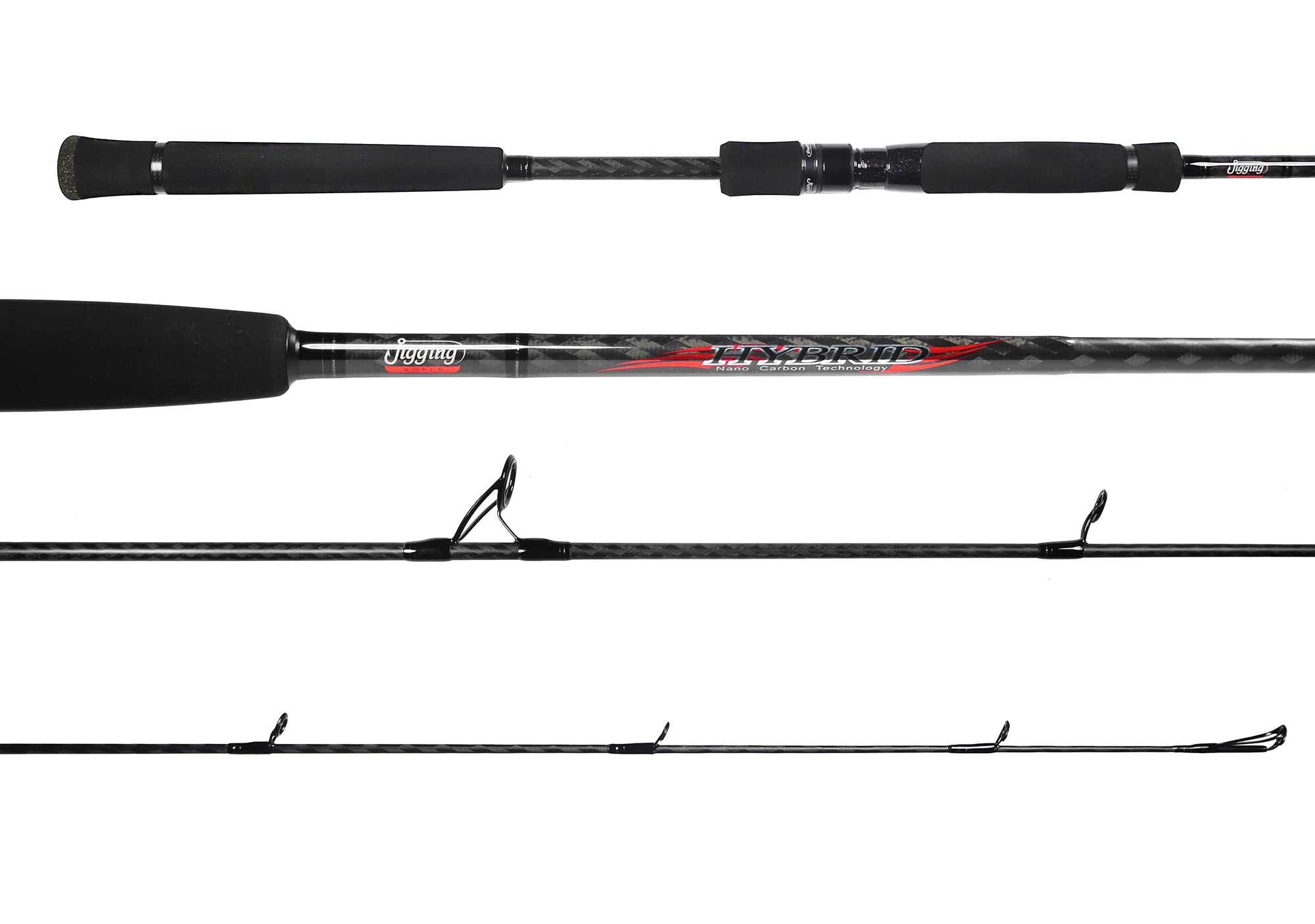 Jigging World Hybrid Nano Carbon 7'3 Spinning Rod featuring a nano-carbon blank for power and sensitivity