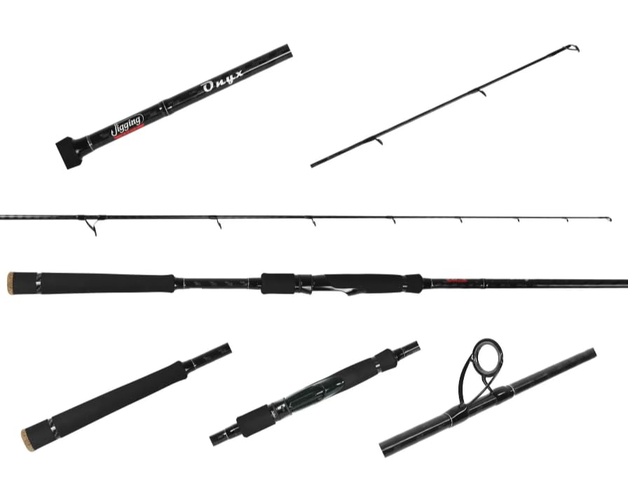 Jigging World Onyx Inshore Rod 7 ft 6 in angled shot highlighting strong construction for boat jigging.
