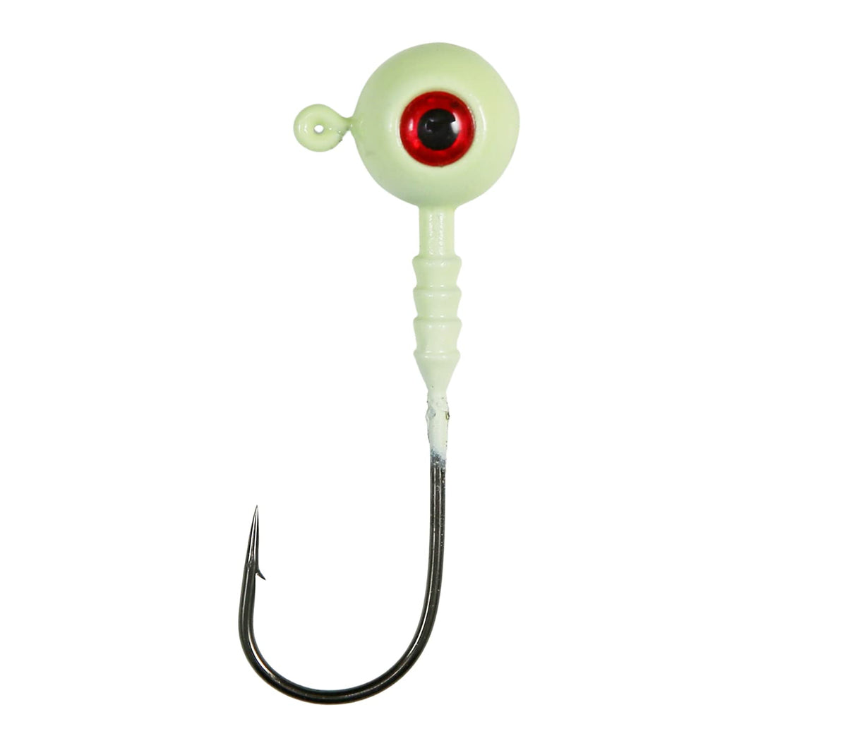 Jigging World Power Ball Jig Head 1oz Glow boosts attraction for fluke and bass