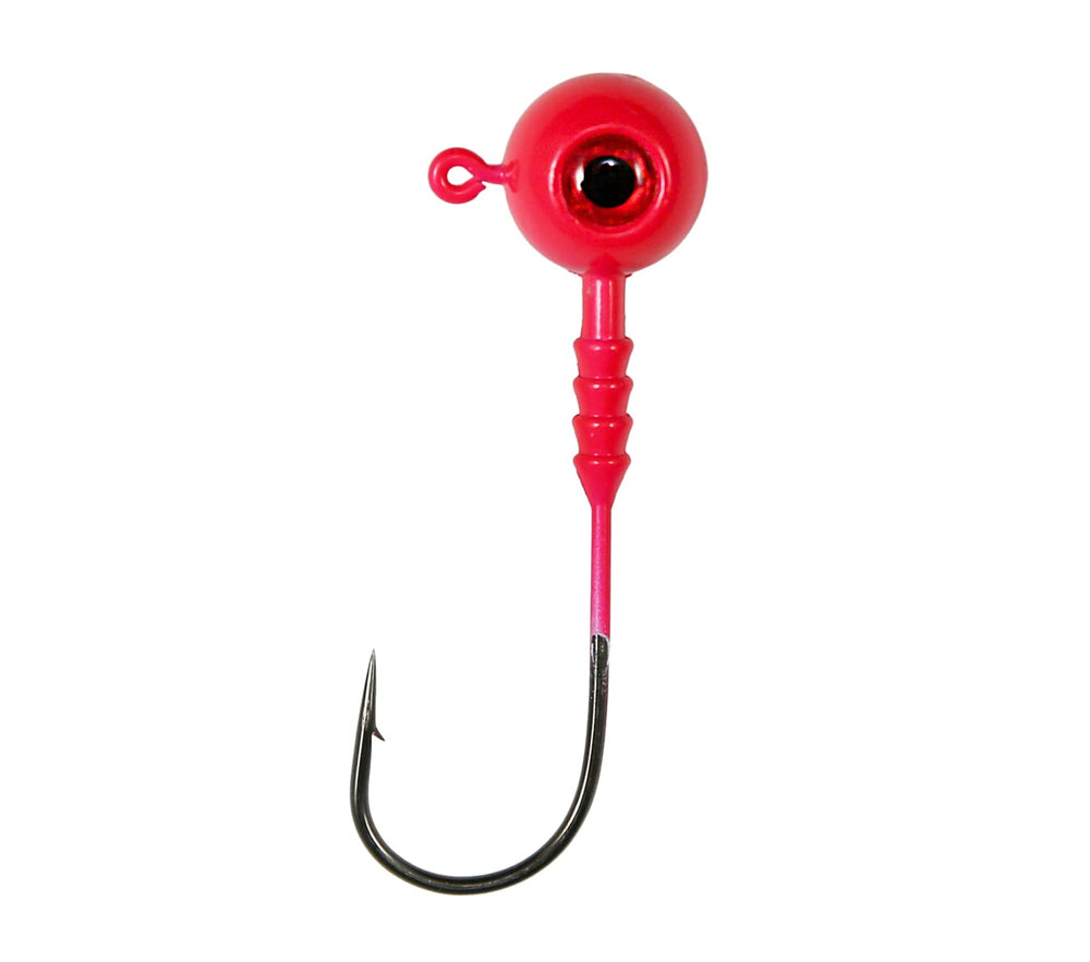 Jigging World Power Ball Jig Head 1oz pink enhances bite attraction for fluke