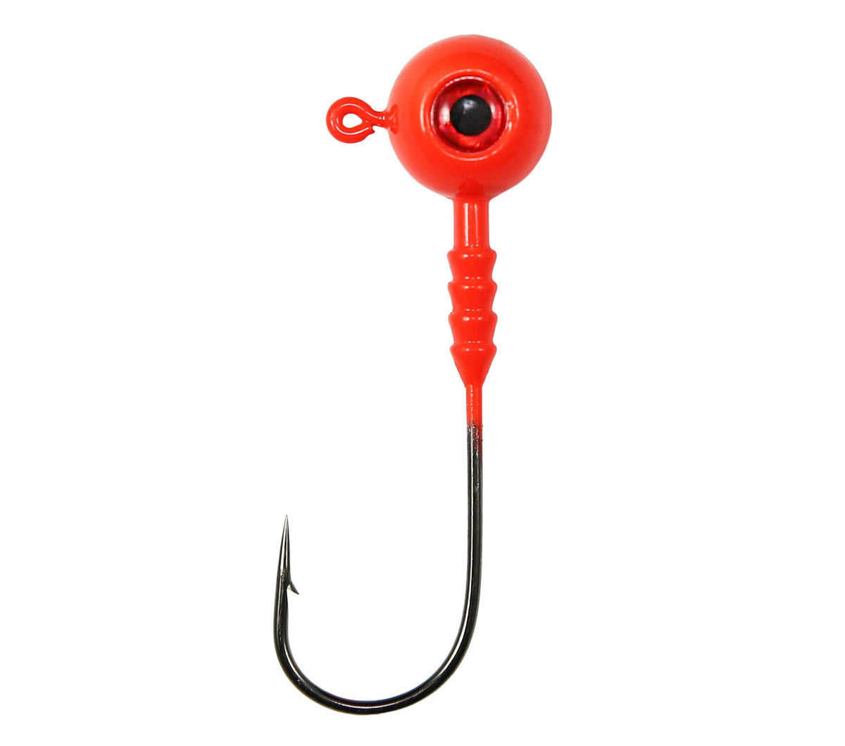 Jigging World Power Ball Jig Head 1oz salmon red, designed for secure soft bait retention