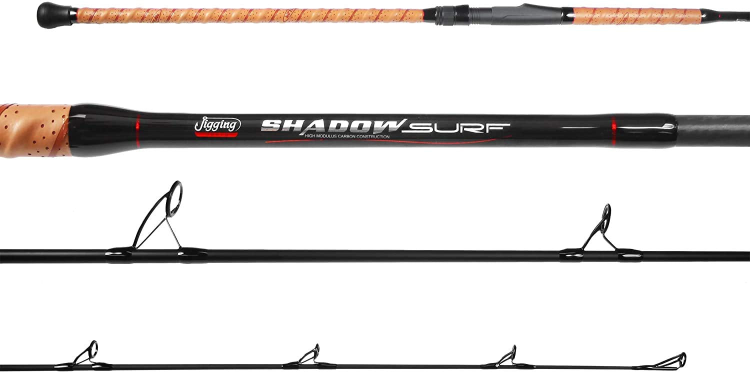 Jigging World Shadow Surf Rod 9-6 setup demonstrates lightweight all-day casting