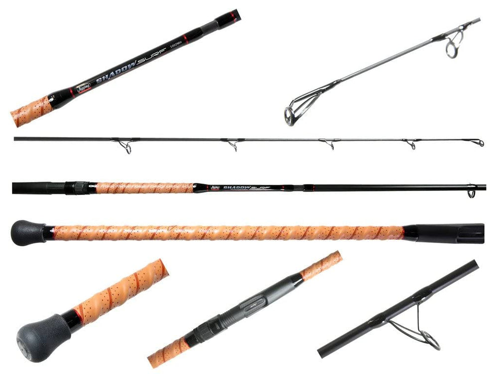 Jigging World Shadow Surf Rod with ergonomic reel seat for comfortable all-day fishing.