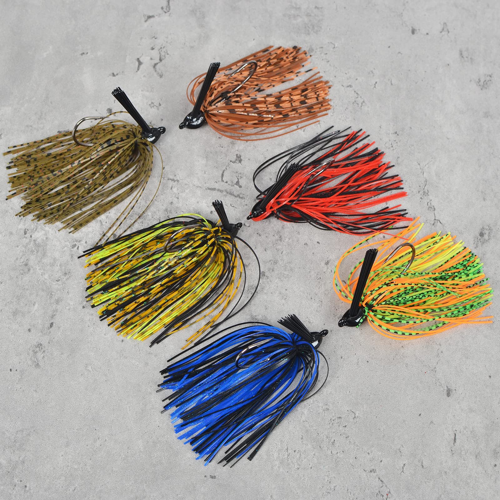 Pack of 6 Jigreat jigs in assorted colors for bass and perch, image 7