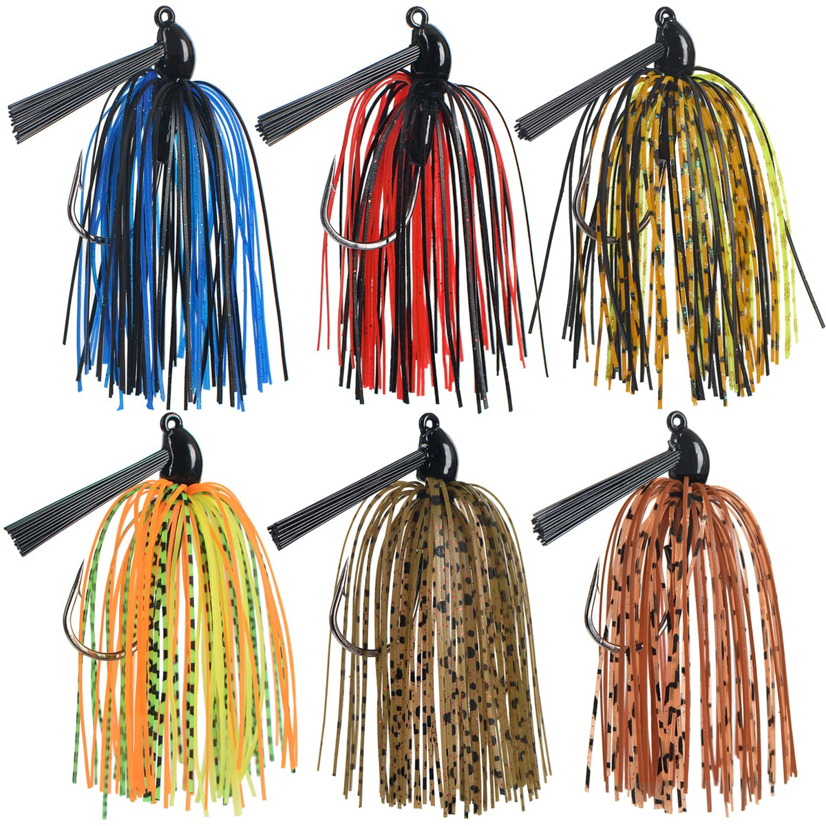 Jigreat weed guard jig 3/8 oz with multi-color silicone skirt, image 1