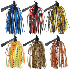 Jigreat weed guard jig 3/8 oz with multi-color silicone skirt, image 1