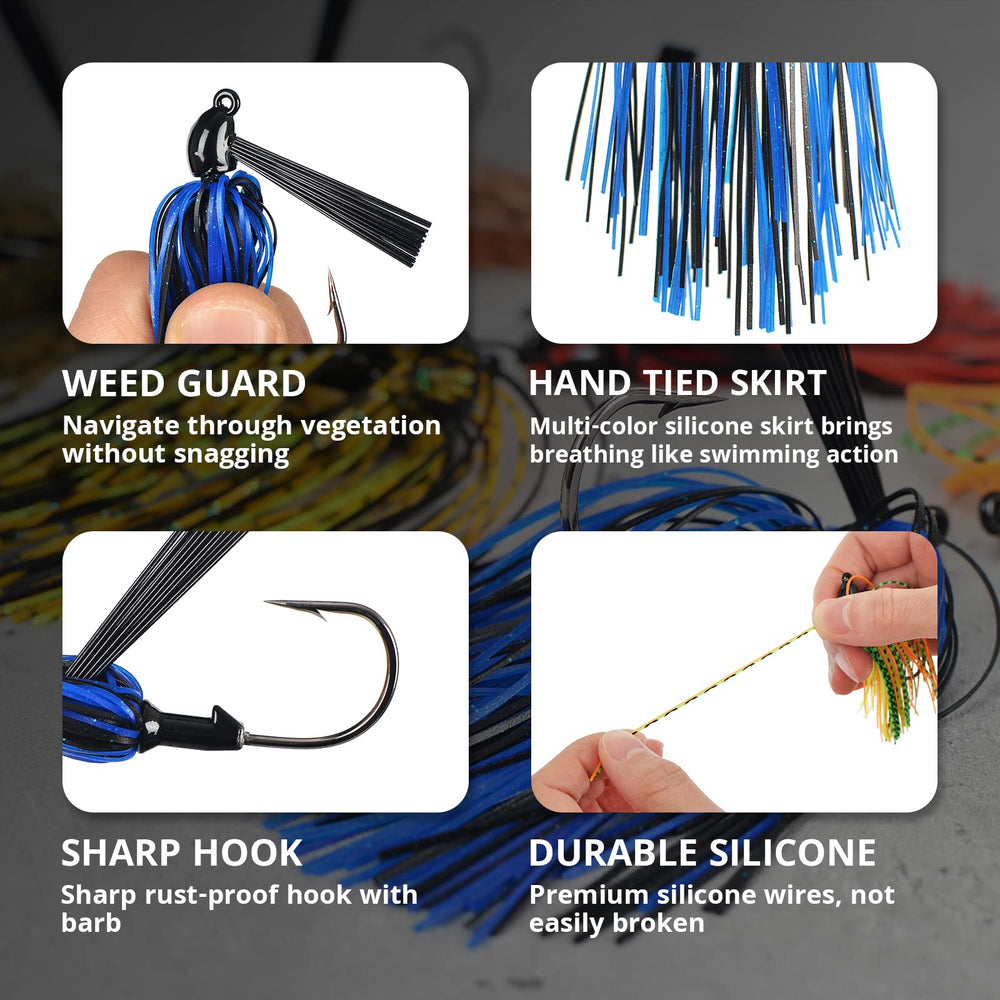 Close-up of Jigreat weed guard jig 3/8 oz with silicone skirt, image 2