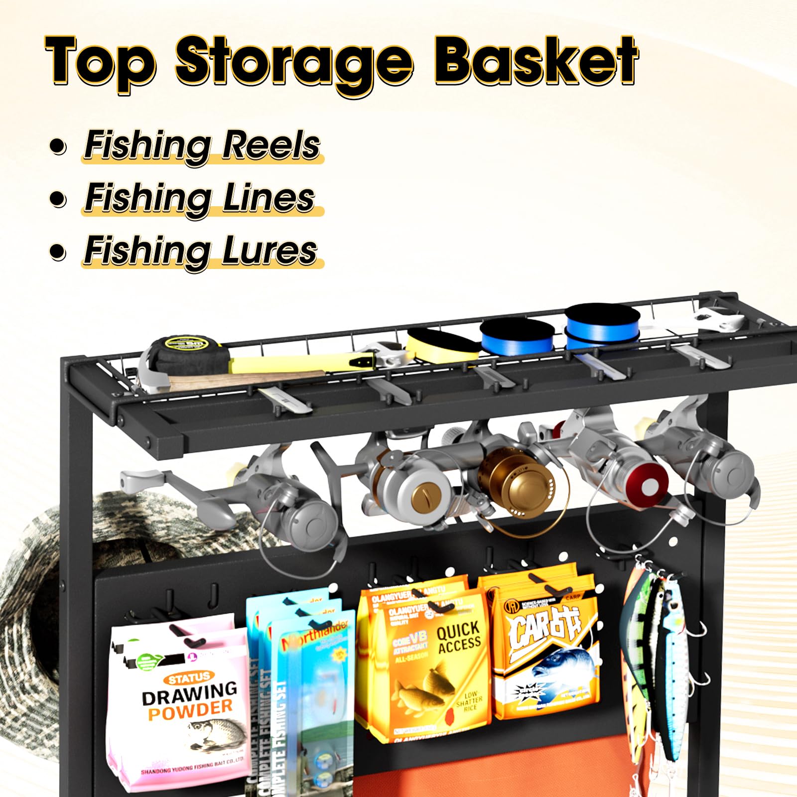 JIRTEMOT Heavy-Duty Rod Holder—side view shows stable, spacious storage.