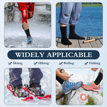 Jiuguva waterproof socks packaging and color options displayed.