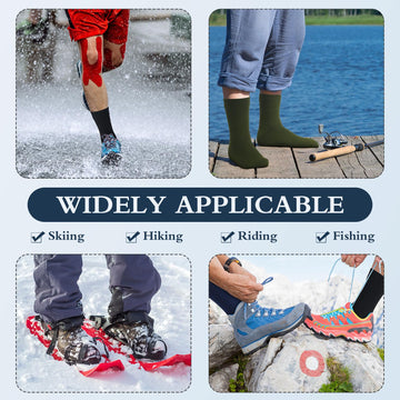 Jiuguva waterproof socks in-action hiking through wet terrain.