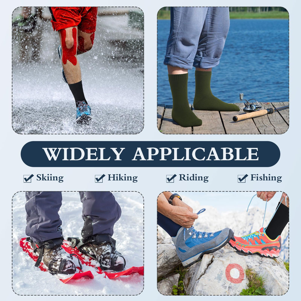Jiuguva waterproof socks in-action hiking through wet terrain.