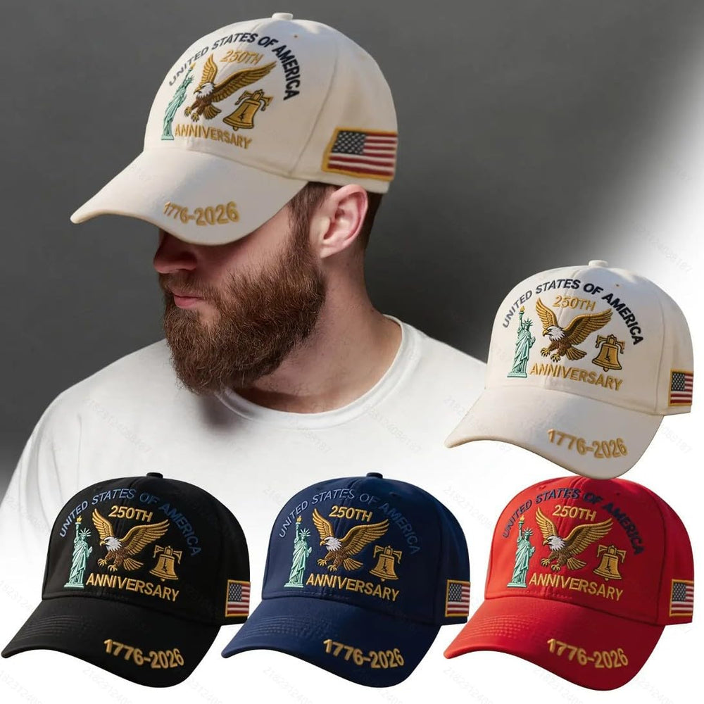 Jixrenda eagle-liberty-bell-flag Americana cap showcasing iconic symbols for parades.