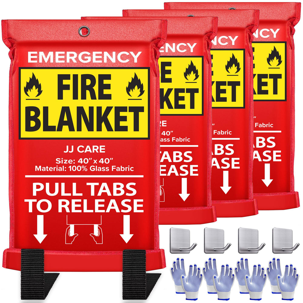 JJ CARE fire blanket 4-pack packaging ready for safety setup