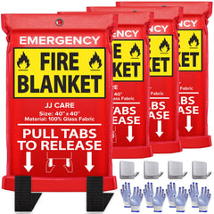 JJ CARE fire blanket 4-pack packaging ready for safety setup