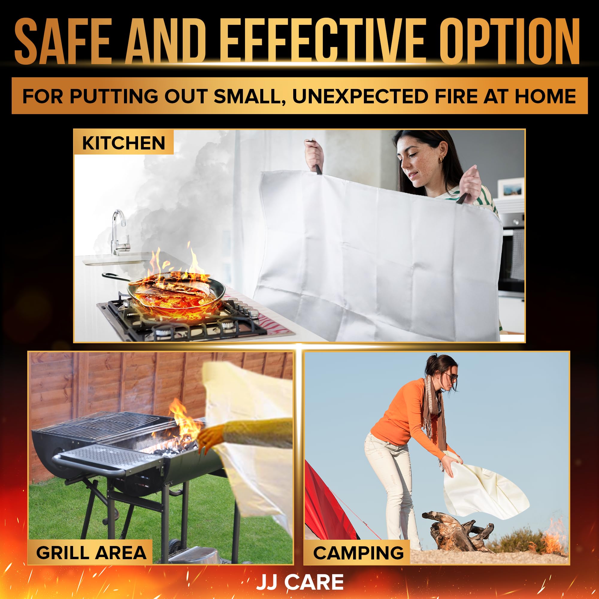 JJ CARE fire blanket car-use ready for in-vehicle emergencies