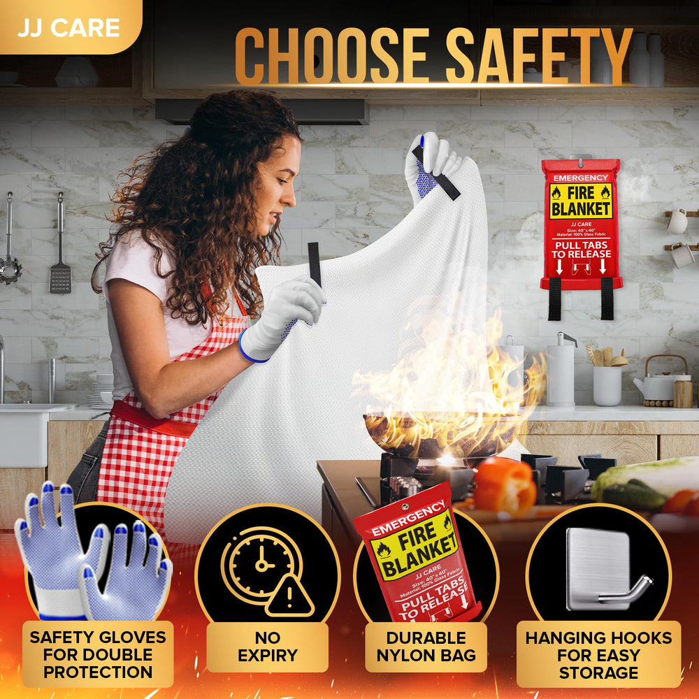 JJ CARE gloves and hooks accompany blanket for quick, mess-free setup