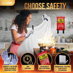 JJ CARE gloves and hooks accompany blanket for quick, mess-free setup