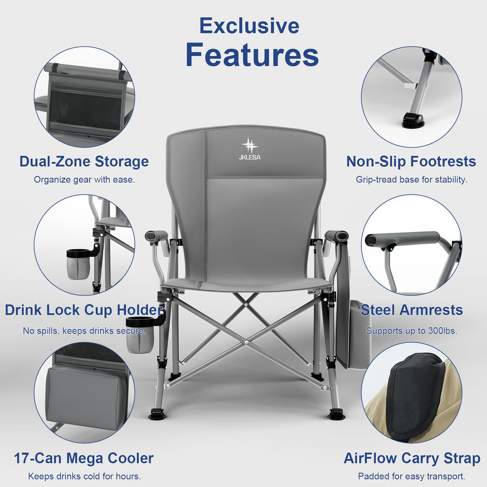 JKLESA XL rugged marine alloy frame stays corrosion-free at beach or poolside.